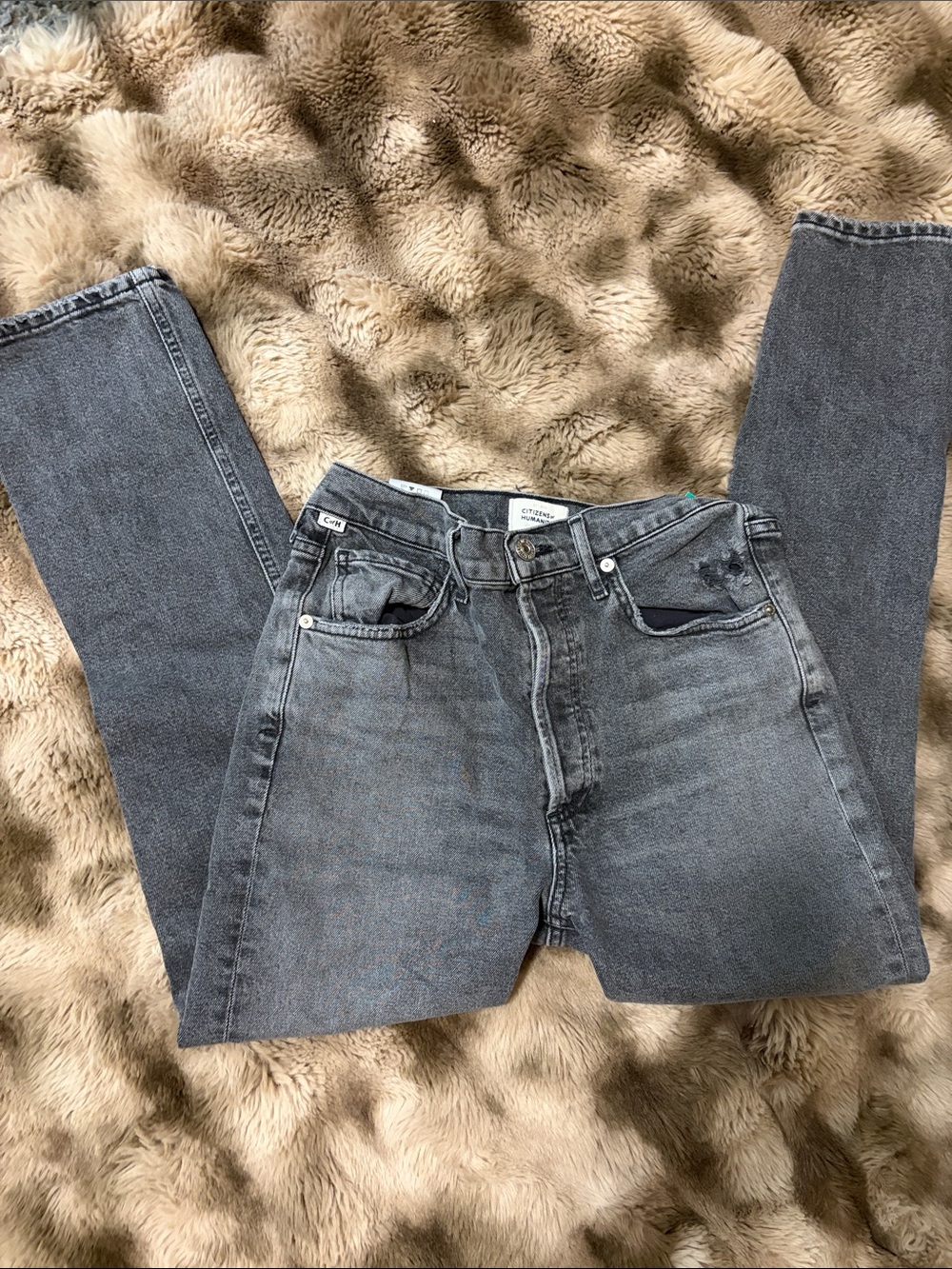 Citizens Of Humanity Washed Gray Slim Straight Jeans Jolene